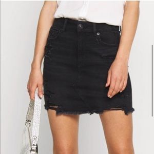 American Eagle Outfitters Denim Skirt Black Ripped Size 2